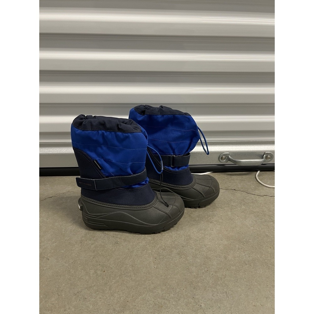 Columbia Snow Boots Powderbug Plus II Waterproof Winter Blue Boys Youth Size 3